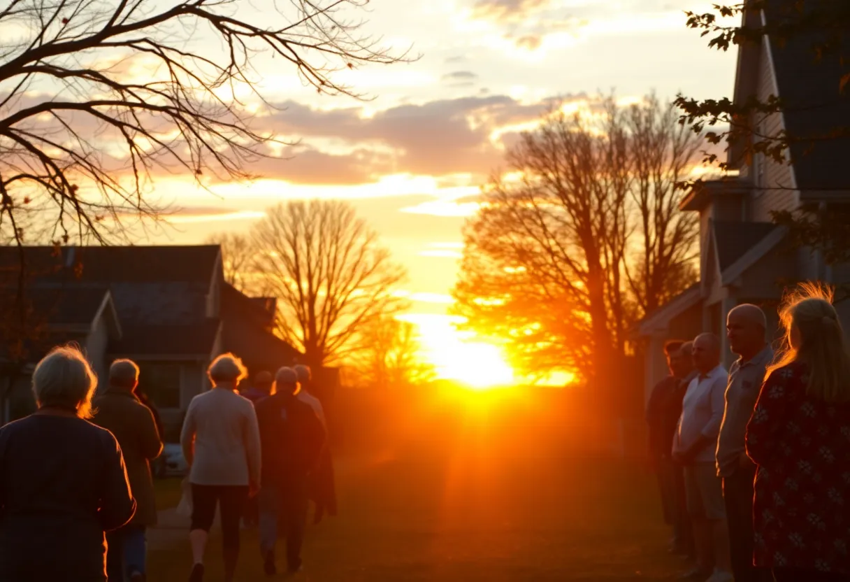 Community tribute scene for Margaret Harrison