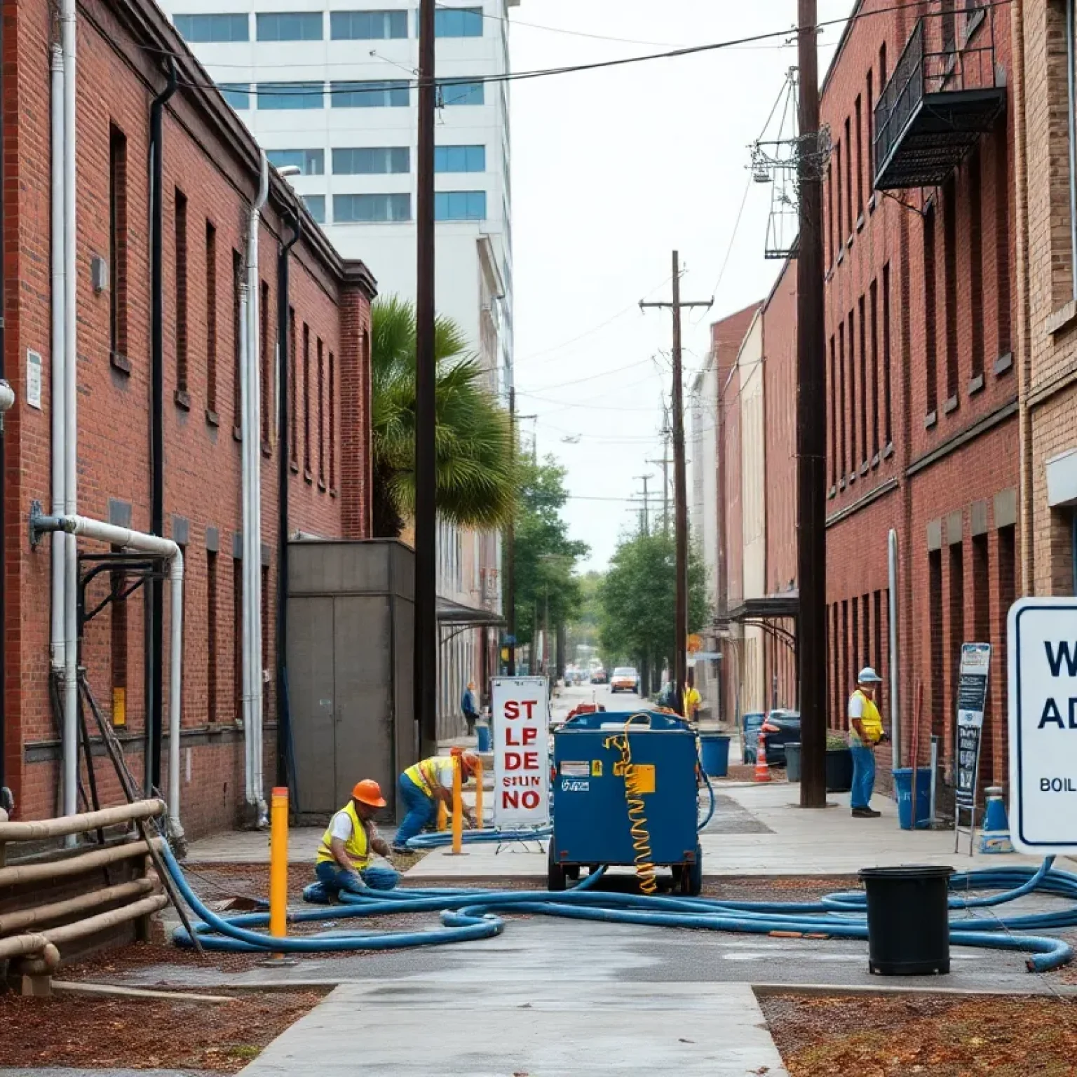 City of Florence construction site with boil water advisory signage