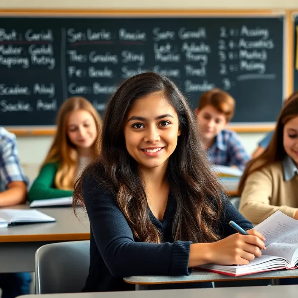 Students in a classroom focused on academic studies.