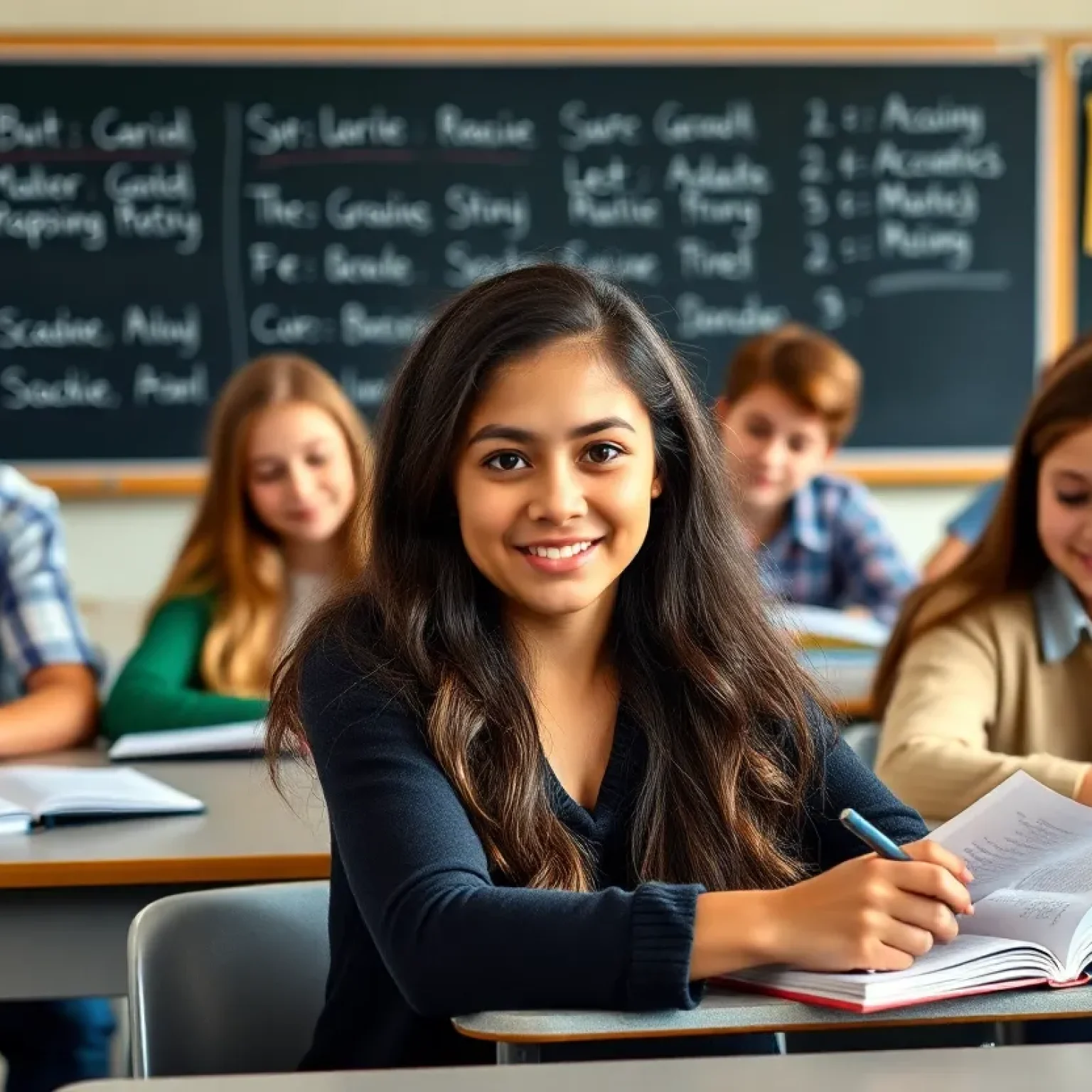Students in a classroom focused on academic studies.