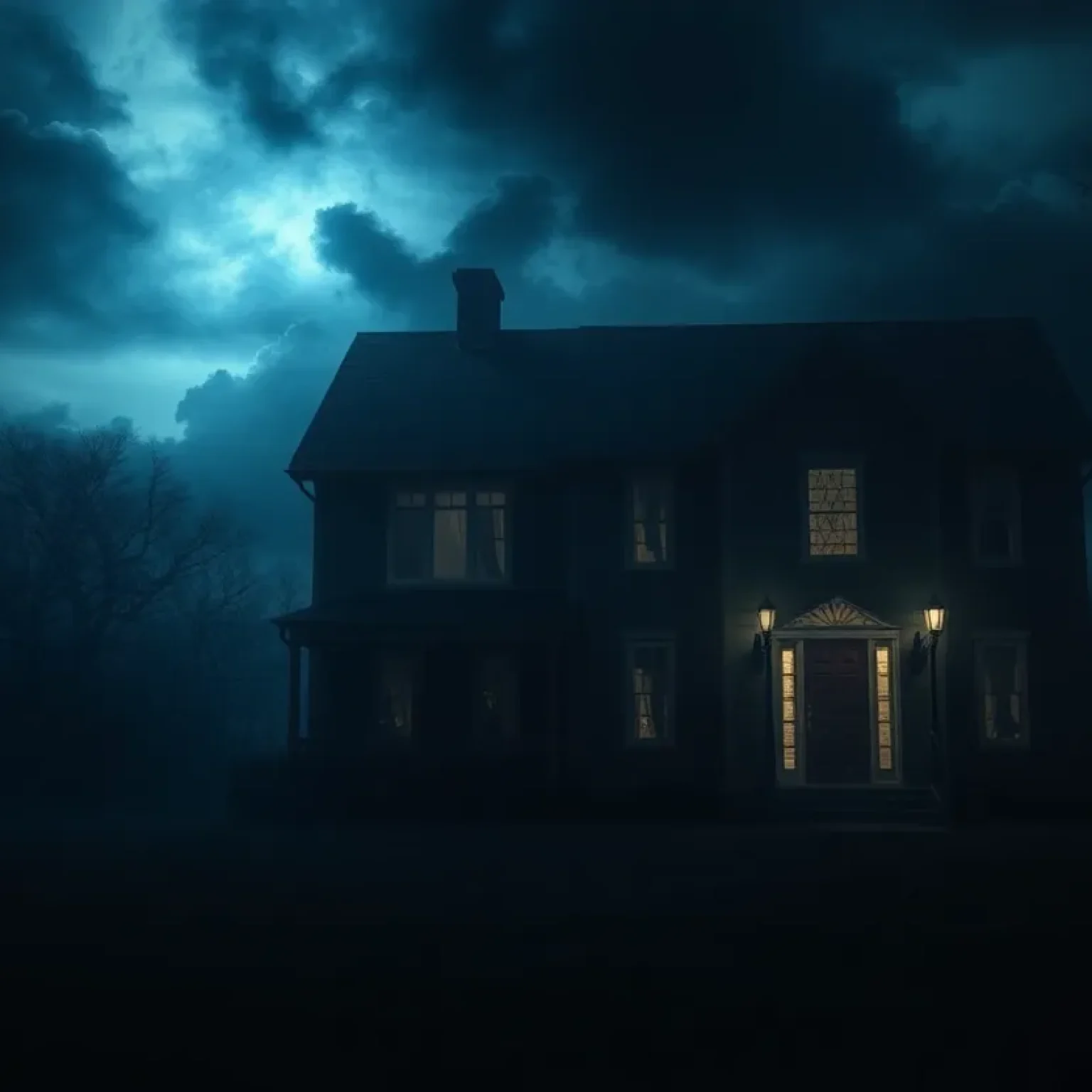 Illustration of a dark house symbolizing a missing persons investigation