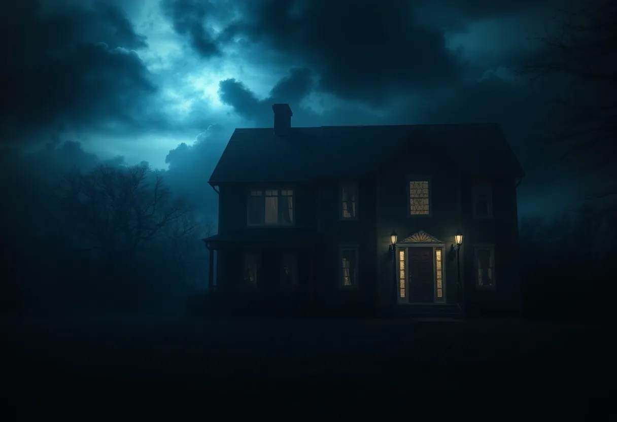 Illustration of a dark house symbolizing a missing persons investigation