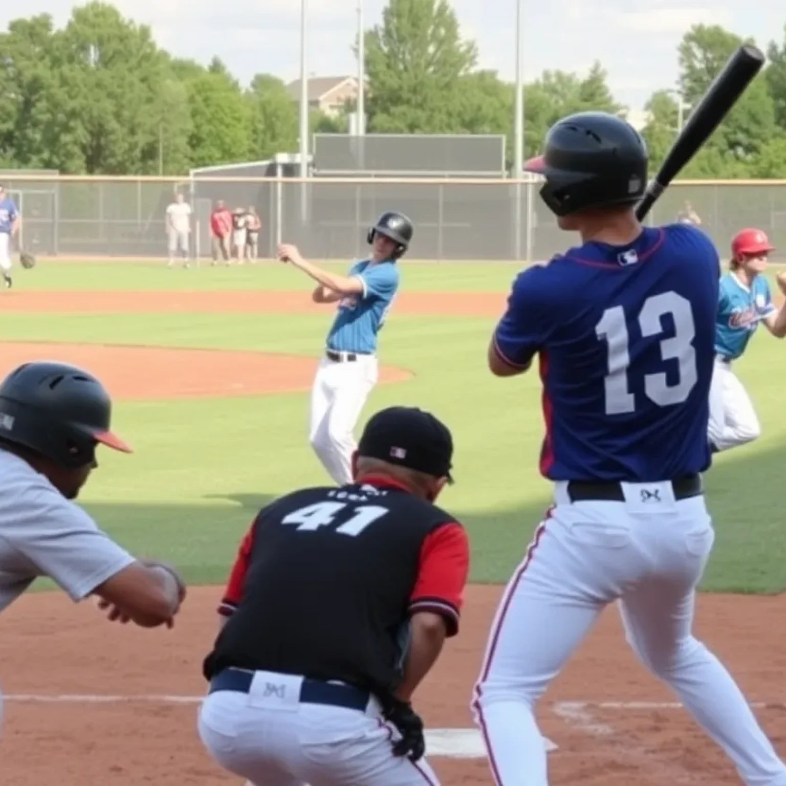 Florence Flamingos baseball players in a competitive match