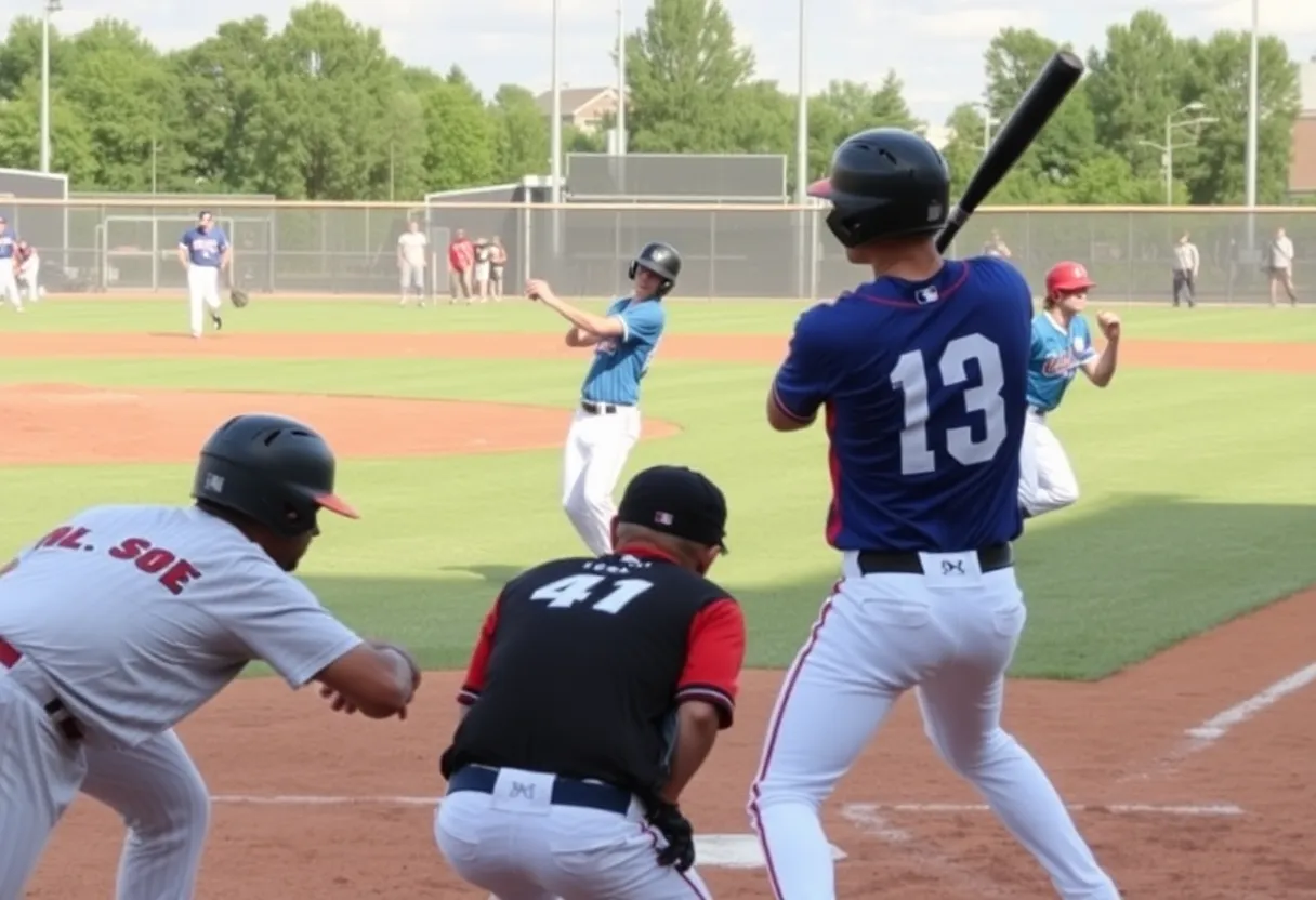 Florence Flamingos baseball players in a competitive match