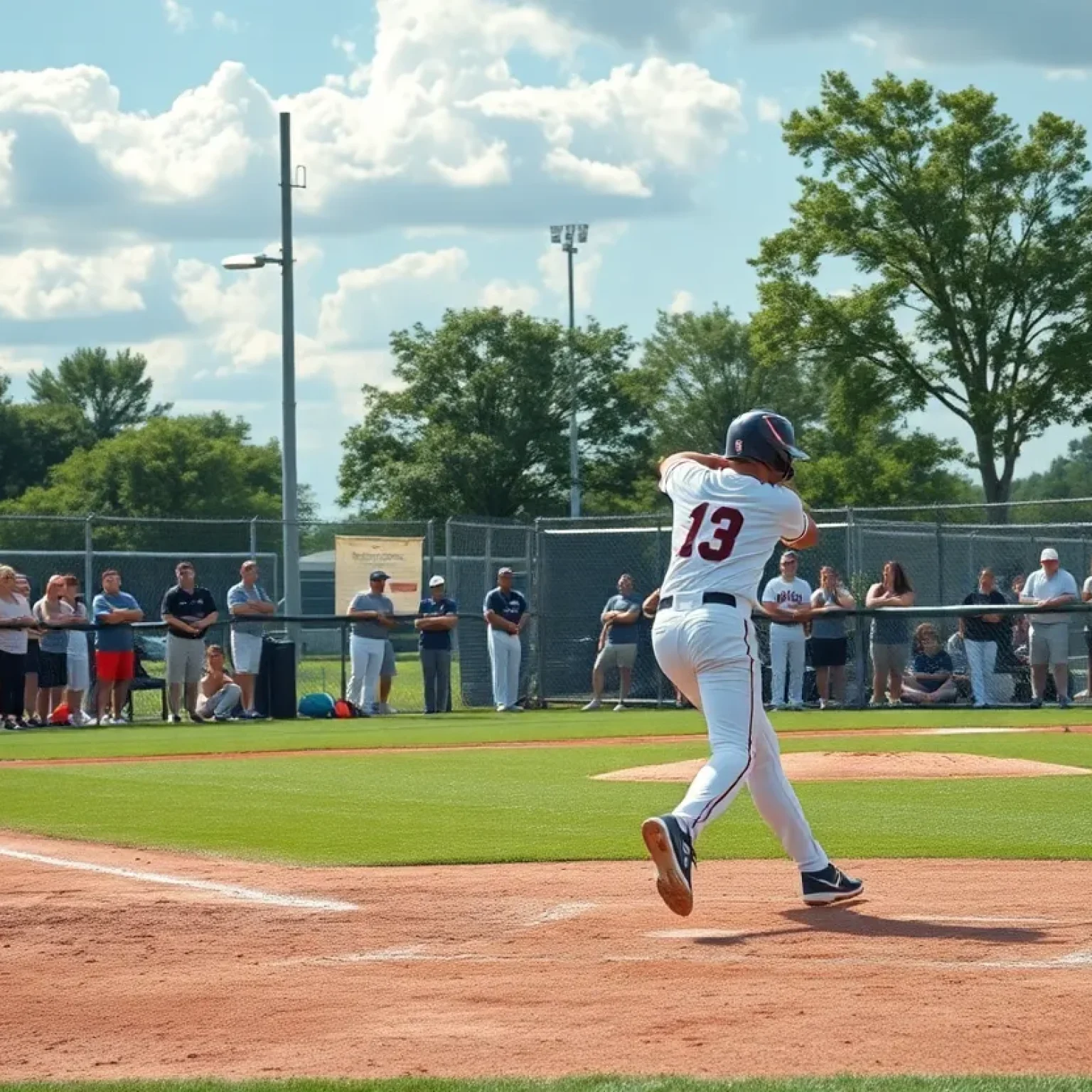 Florence Flamingos baseball team playing during a summer league game.