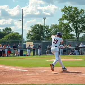 Florence Flamingos baseball team playing during a summer league game.