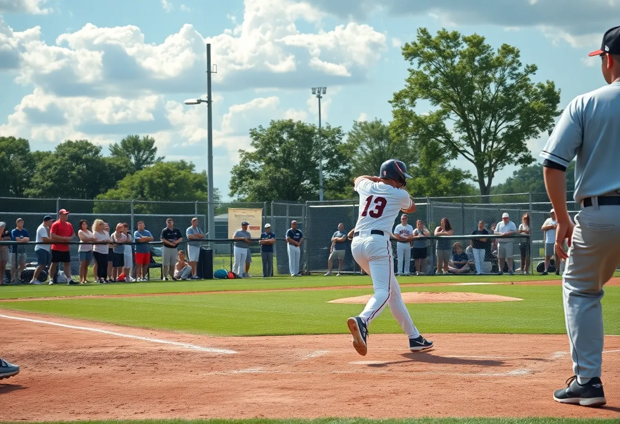 Florence Flamingos baseball team playing during a summer league game.