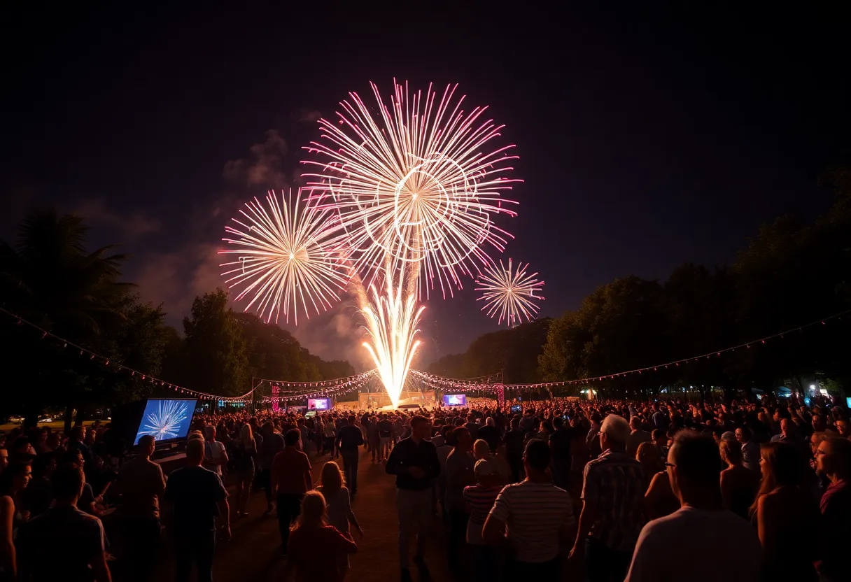 Fireworks display at the Florence Independence Day celebration.