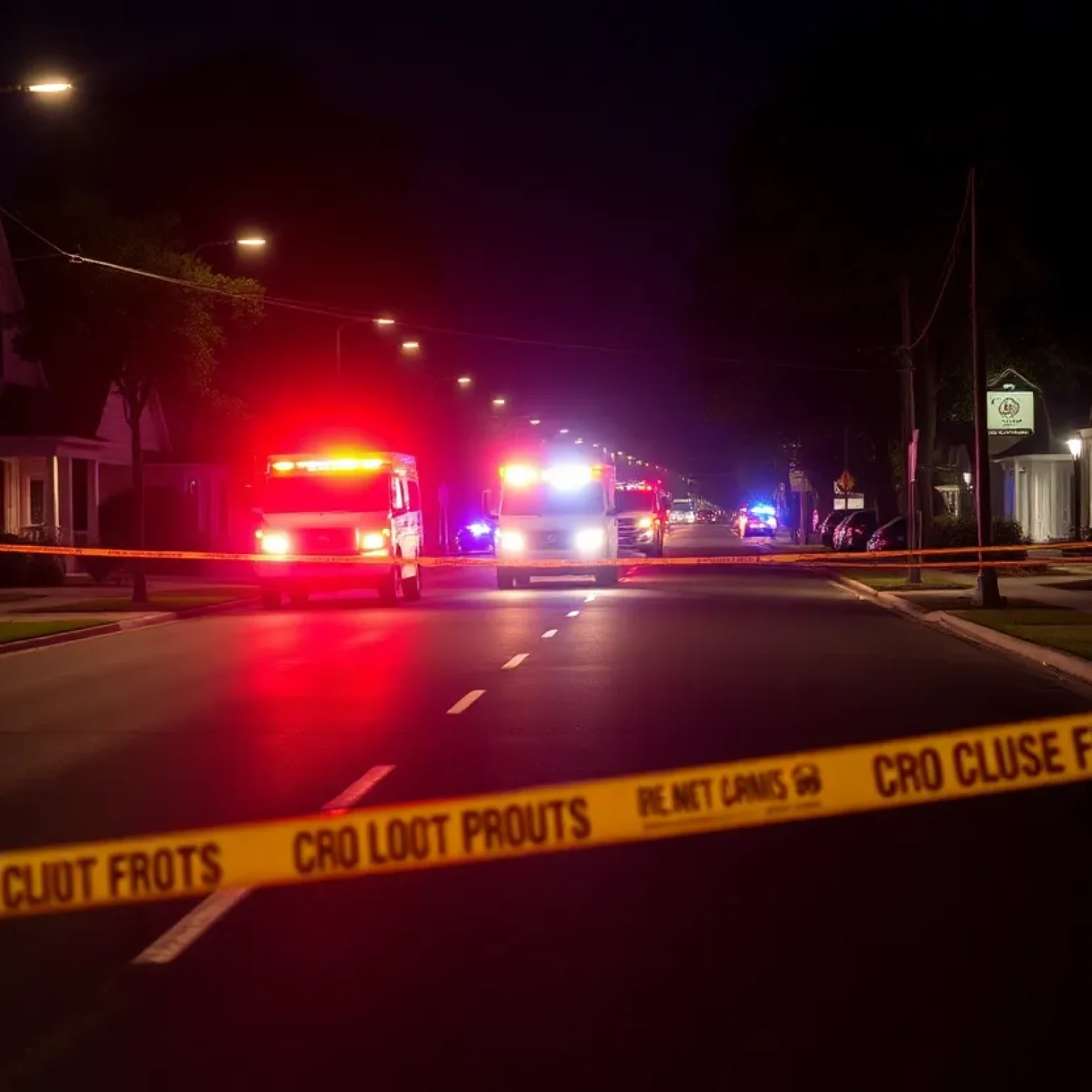 Police vehicles and tape at a shooting scene on North Irby Street in Florence, SC