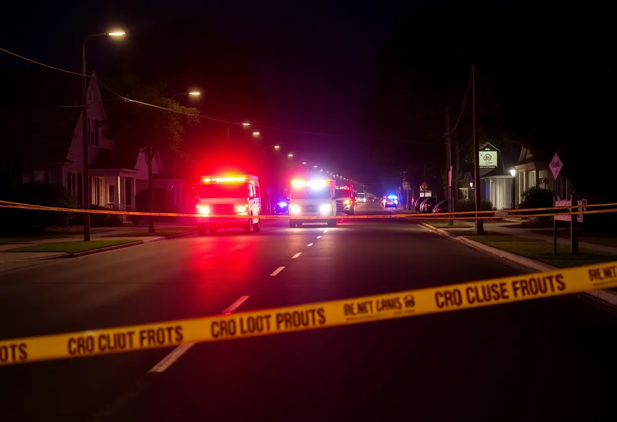 Police vehicles and tape at a shooting scene on North Irby Street in Florence, SC