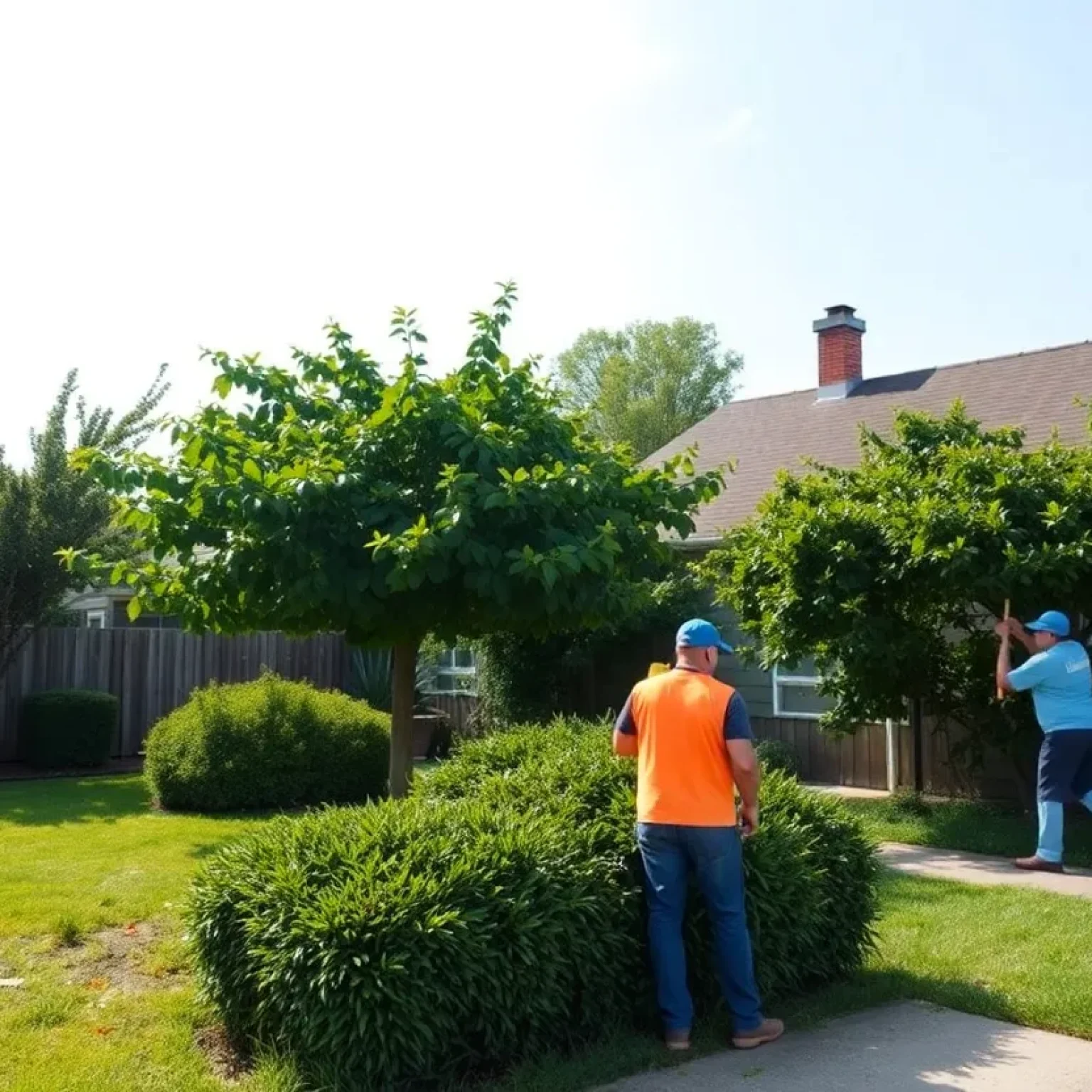 Workers cleaning a neglected property in Florence neighborhood