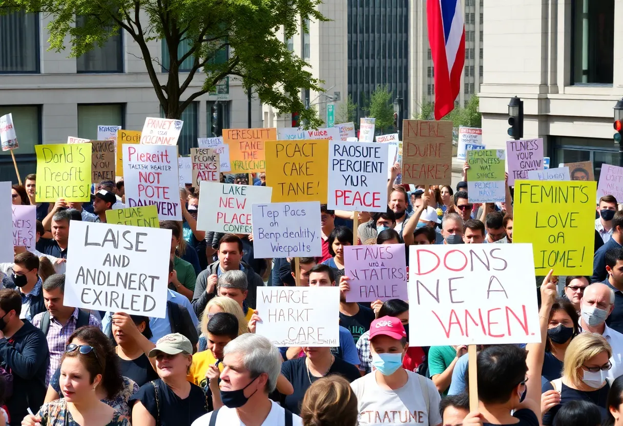 Crowd of protesters at the No Kings Nationwide Day of Defiance in Florence
