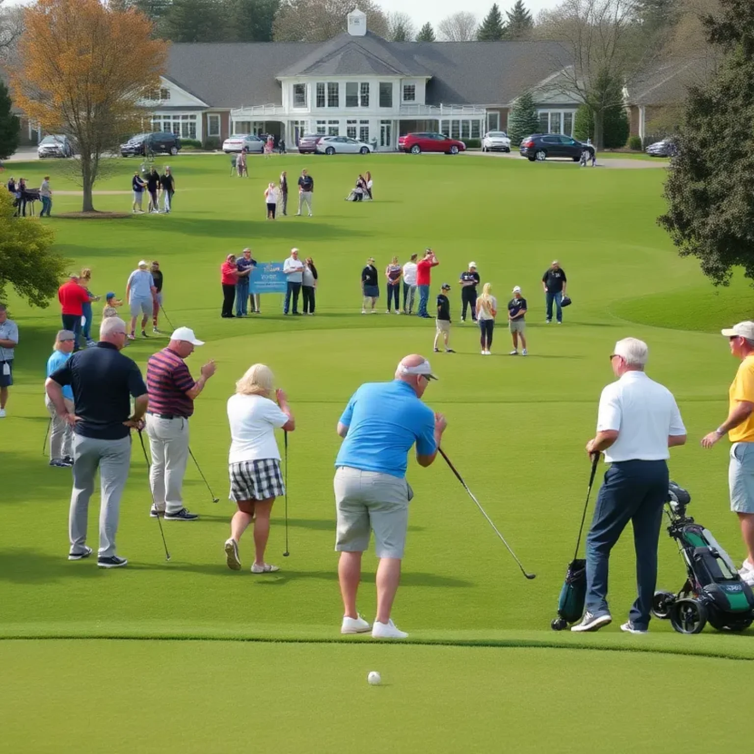 Participants enjoying a golf tournament for charity at The Country Club