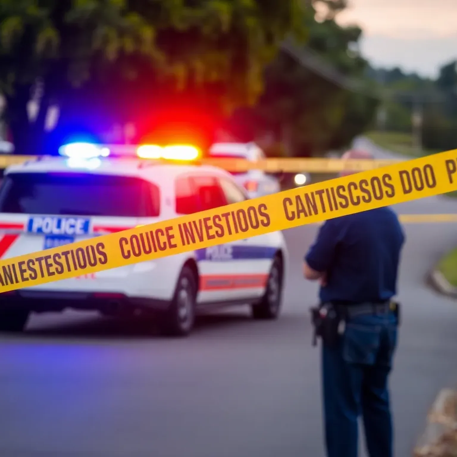 Police lights at a shooting investigation site in Horry County