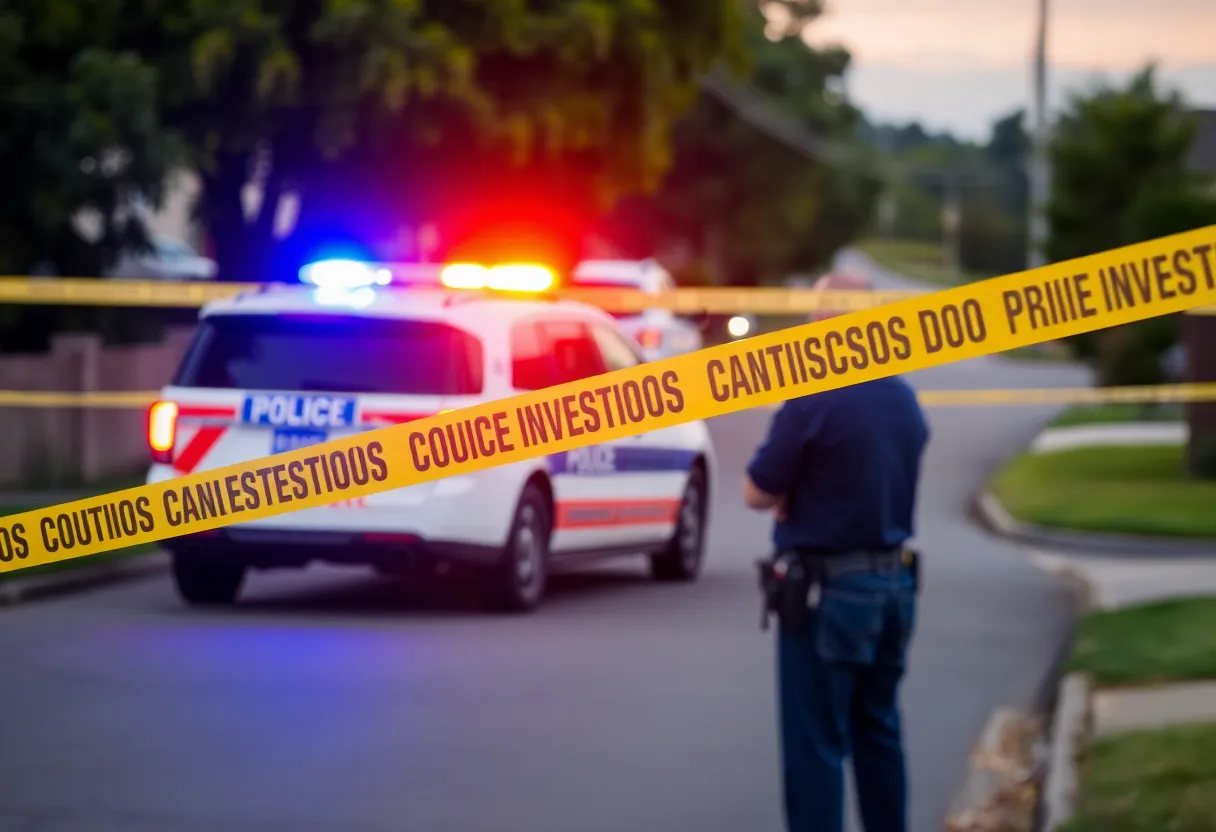 Police lights at a shooting investigation site in Horry County