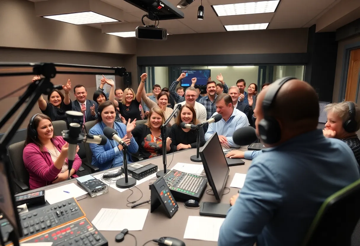 iHeartMedia radio station with staff and equipment