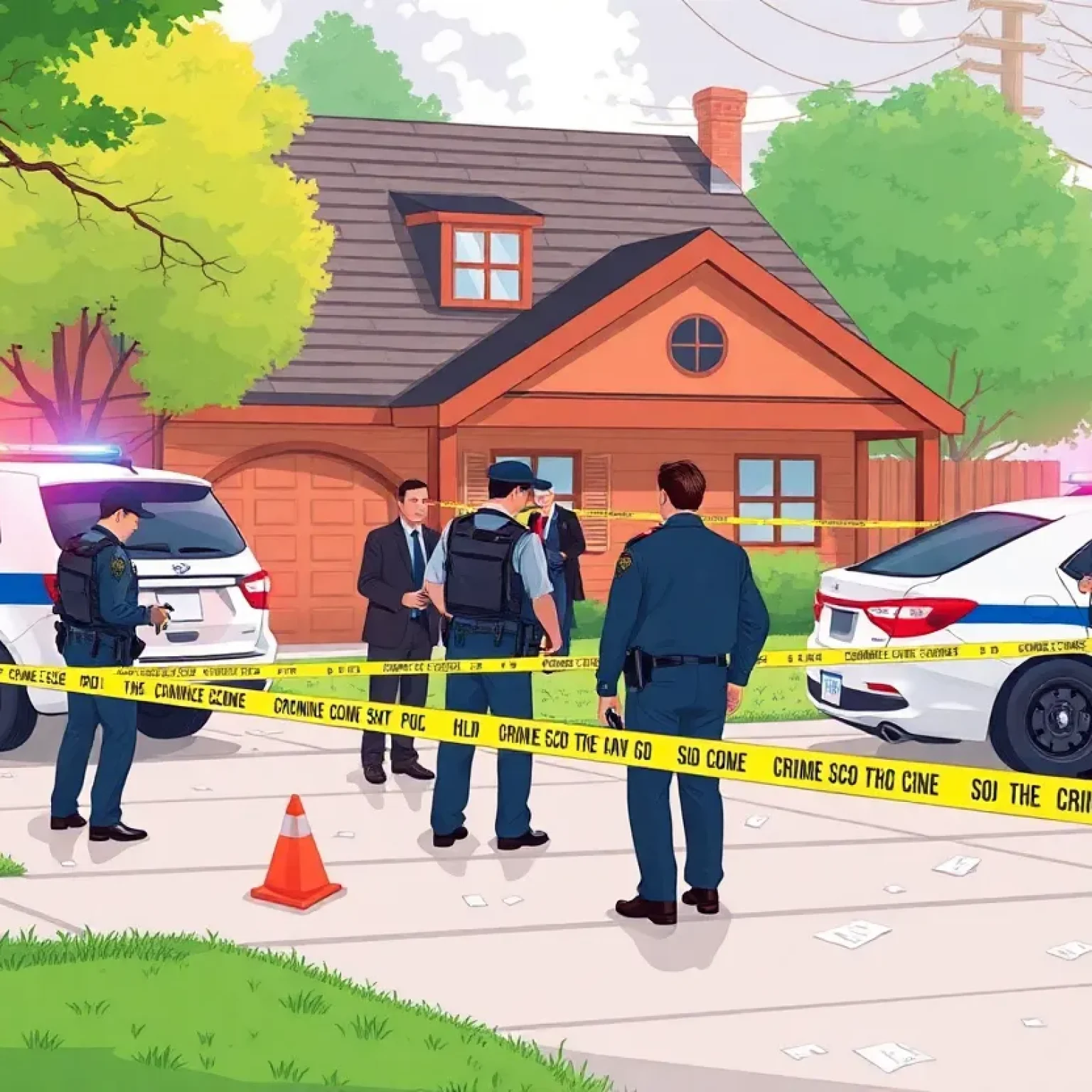 Law enforcement investigating evidence at a property