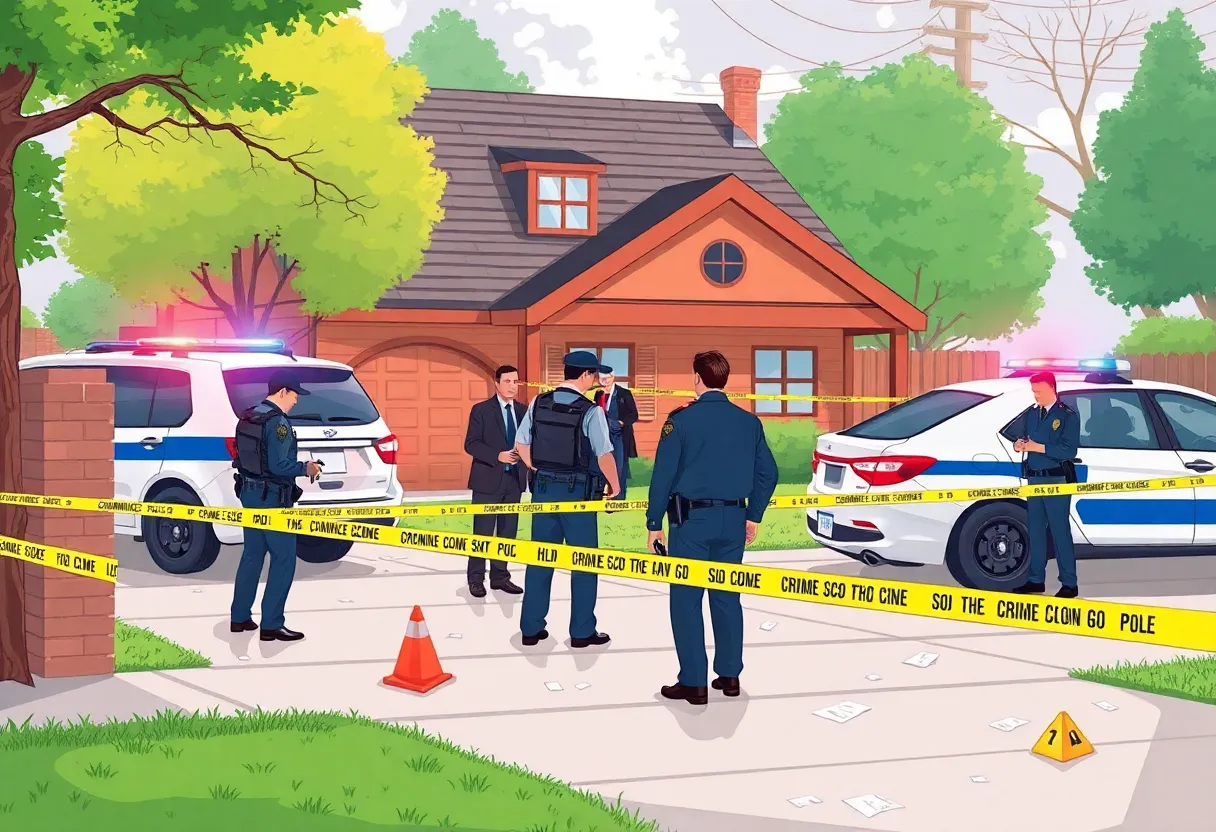 Law enforcement investigating evidence at a property