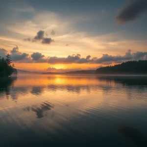 Lake scene representing the mysterious circumstances of a recent investigation.
