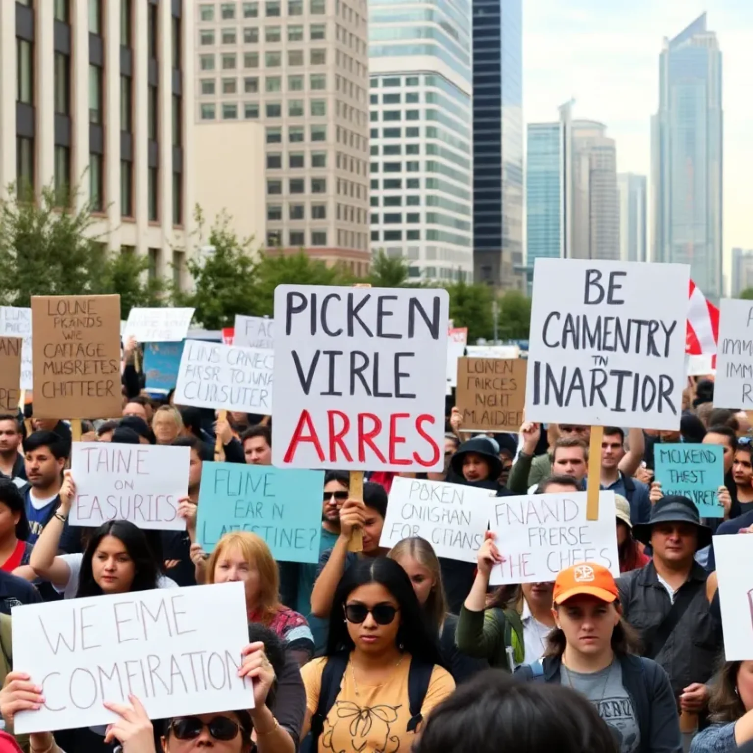 Protesters gather in Los Angeles to oppose federal immigration sweeps.