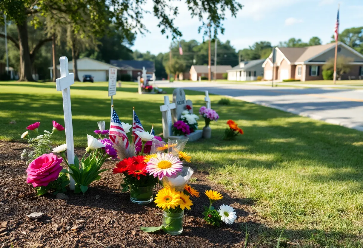 A memorial tribute in a community landscape in Florence SC