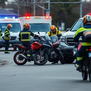 Emergency responders at a motorcycle accident scene in Florence