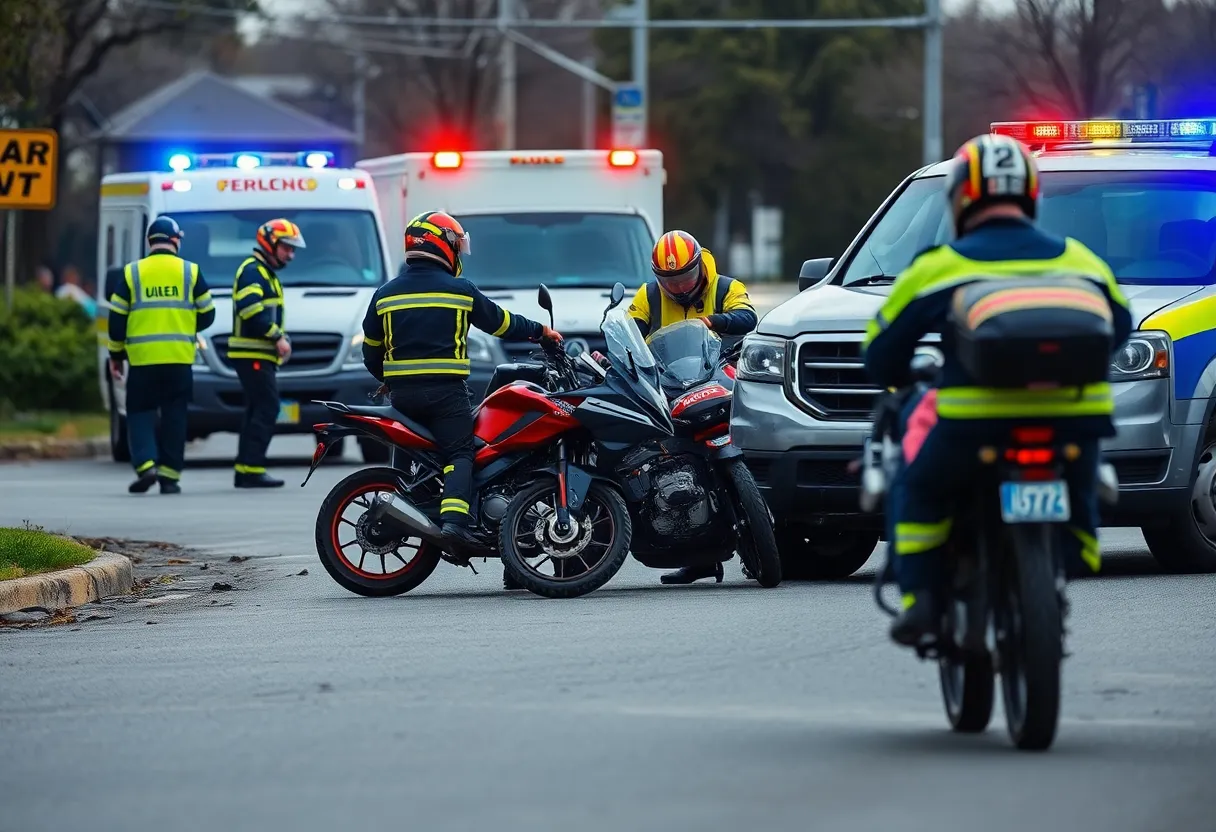 Emergency responders at a motorcycle accident scene in Florence