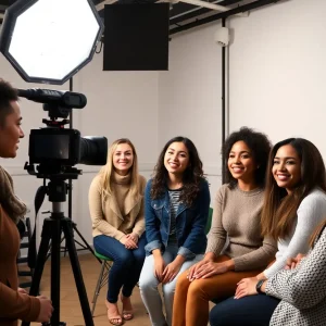 Attendees receiving professional headshots at an event in Florence