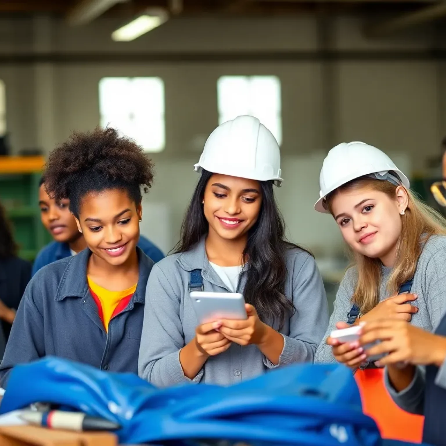 Group of young professionals demonstrating vocational skills