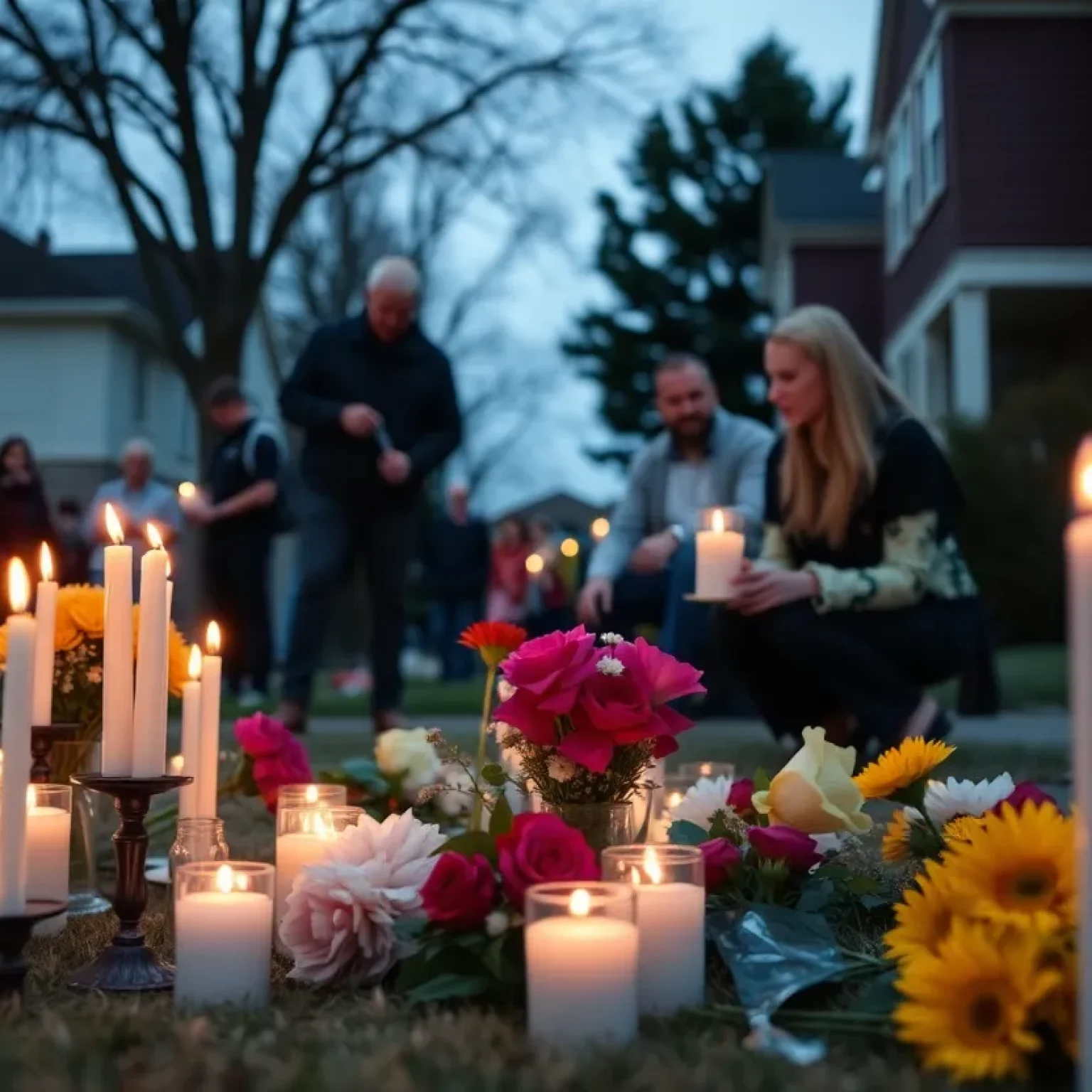 Community members gathering for a vigil in memory of a shooting victim in Johnsonville SC.