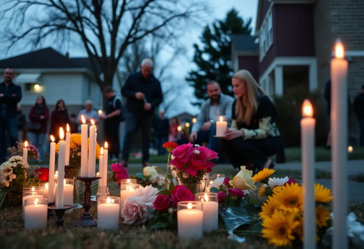 Community members gathering for a vigil in memory of a shooting victim in Johnsonville SC.