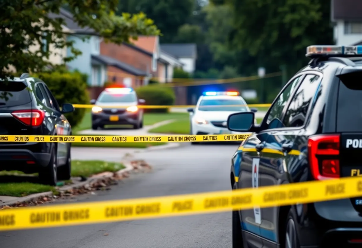 Police cars and tape at a crime scene in Florence