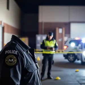Police officers at a burglary investigation site.
