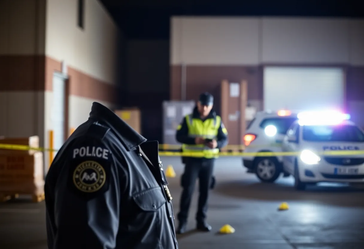 Police officers at a burglary investigation site.