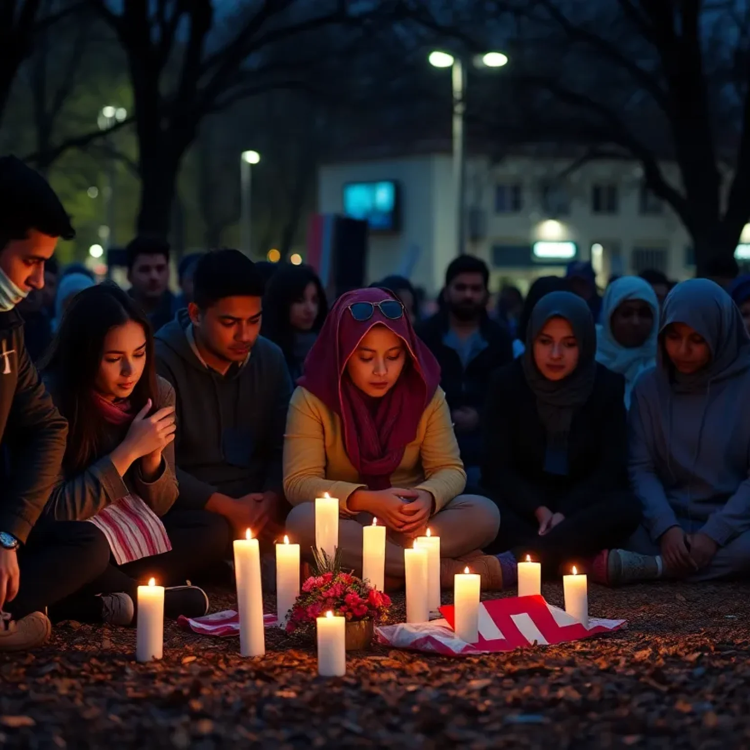Community members gathering for support after tragic stabbing incident