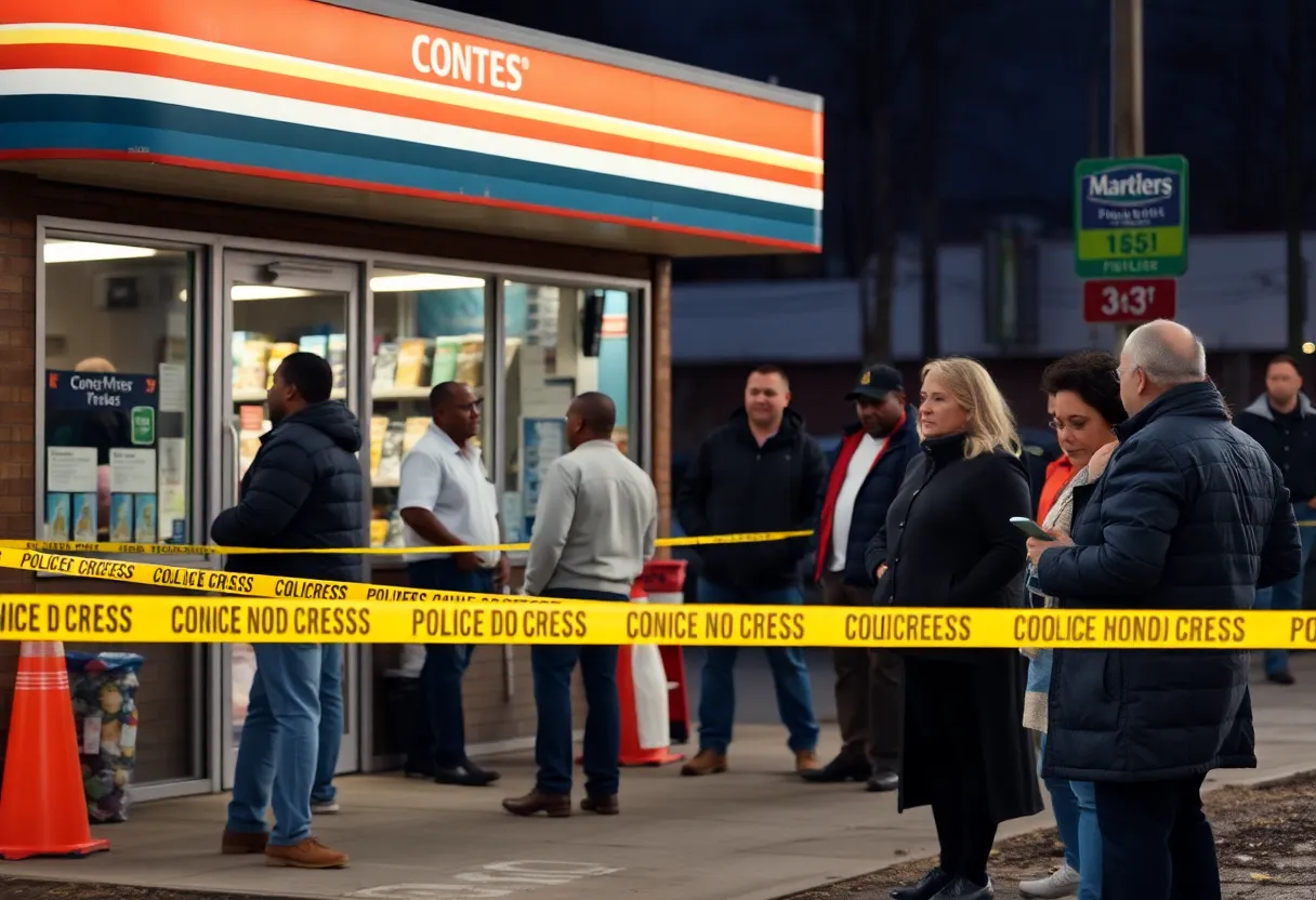 Police presence at a convenience store shooting scene in Florence