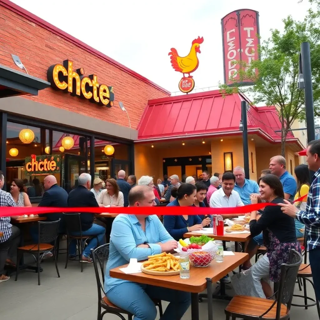 Patrons enjoying Nashville-style hot chicken at Dave's Hot Chicken in Florence