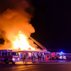 Firefighters responding to a motel fire in Florence