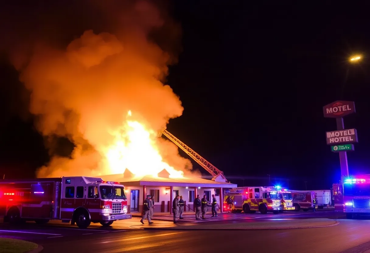 Firefighters responding to a motel fire in Florence