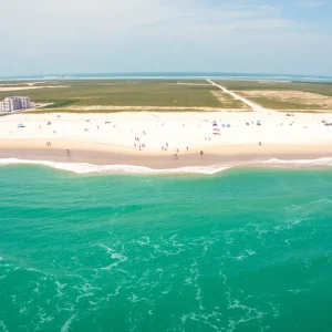 Contaminated water warning sign at South Carolina beach