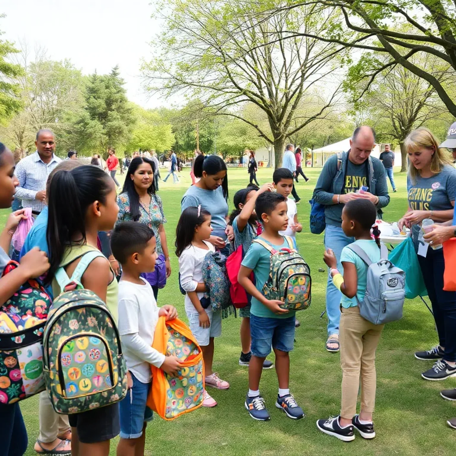 Families receiving school supplies at Florence County back-to-school event