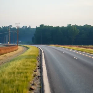 Empty rural road in Florence County during early morning.