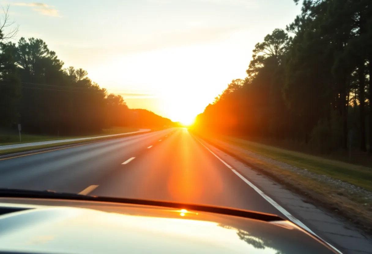 A quiet road in Florence County emphasizing safety