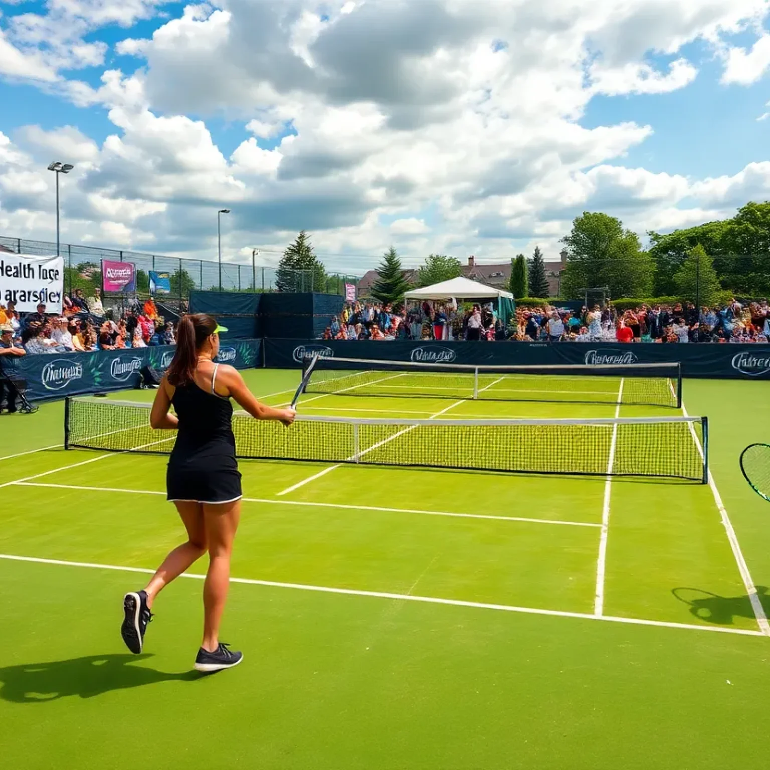 Players competing at the Florence Open with a crowd in attendance.