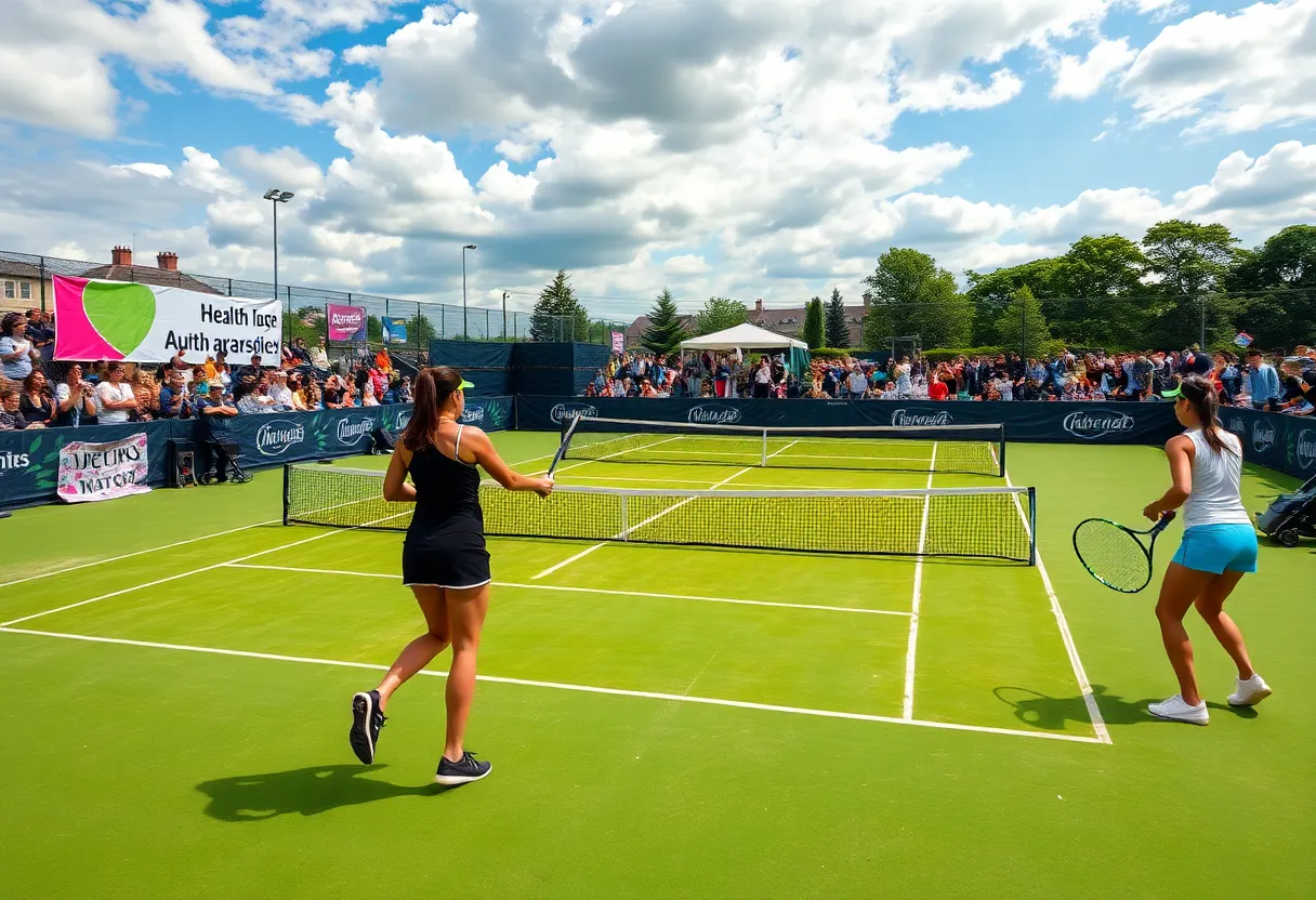 Players competing at the Florence Open with a crowd in attendance.