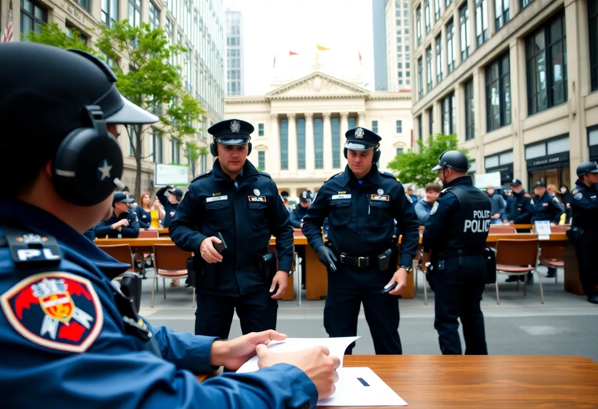 Police officers engaging with community members in Florence