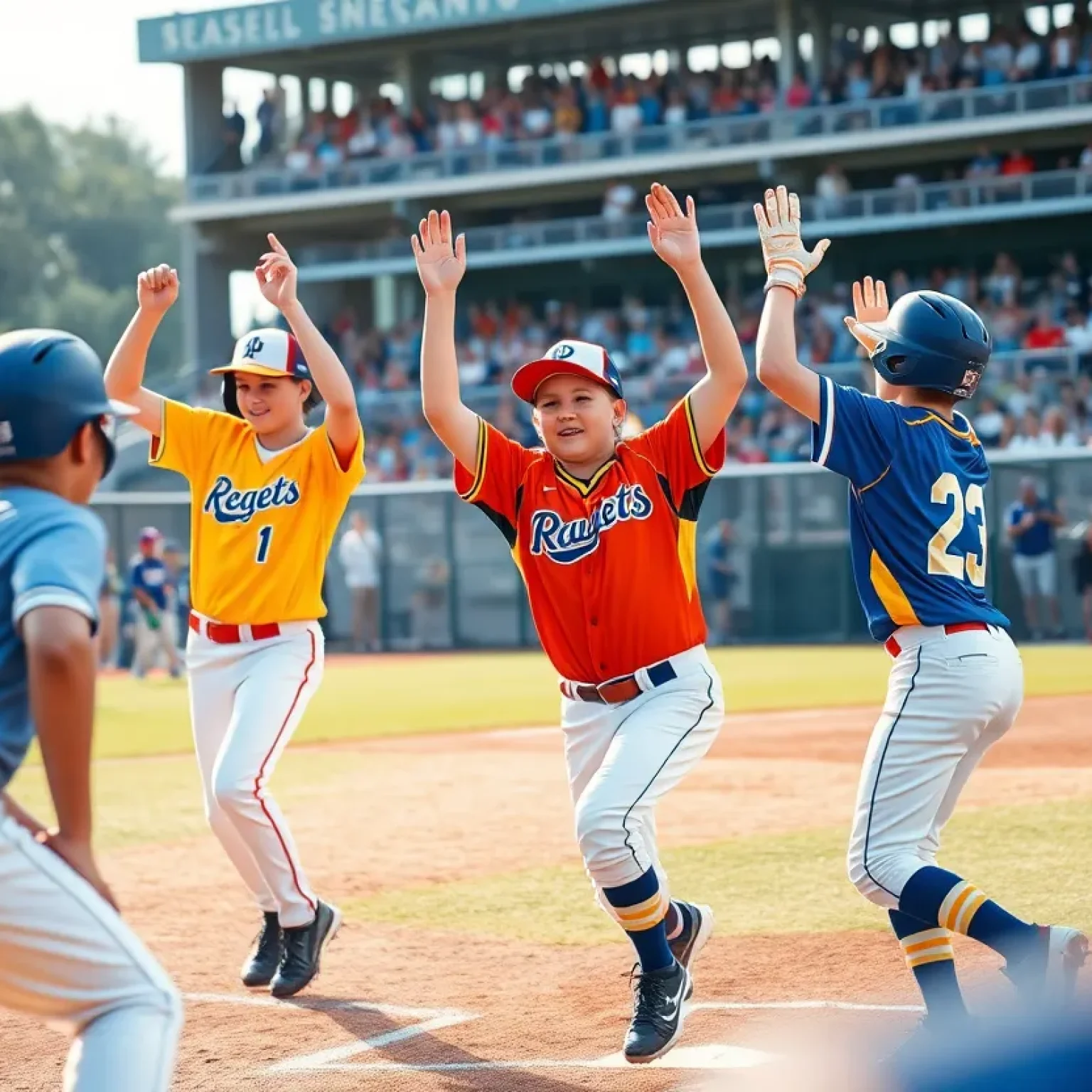 Florence Post 1 team celebrating a victory on the baseball field