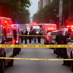 Police and emergency response at a shooting scene in Florence SC
