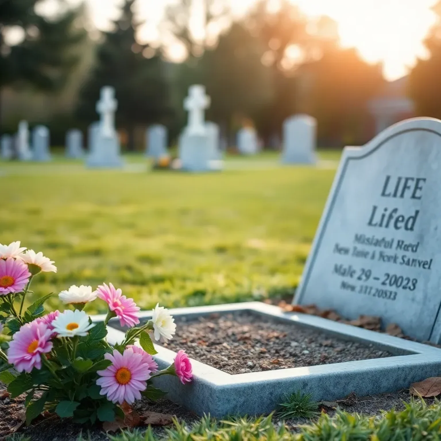 Graveside service with flowers honoring Florence A. Shecter