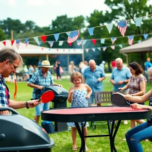 Community members celebrating Fourth of July in Florence SC with pickleball and family gatherings.